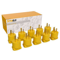 STARELO 10PCS Electrical Replacement Plug Extension Cord Ends Yellow Shell 125V 15A 2Pole 3Wire NEMA 5-15P 3-Prong Straight Blade Grounding Type UL Listed(Male).