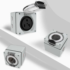 5-30R Power outlet box with three different angles