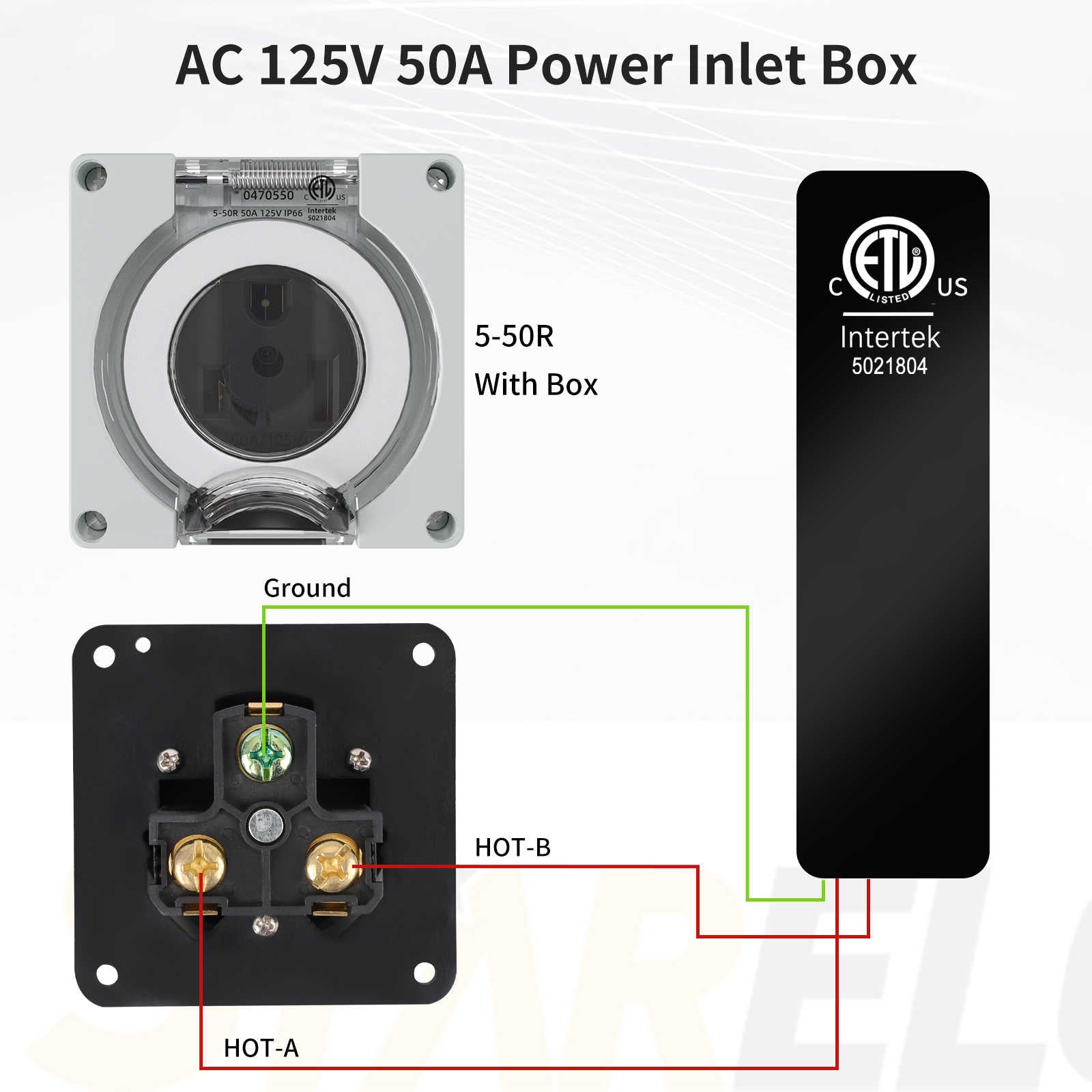 5-50R 125v 50Amp power outlet box wiring diagram