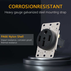 STARELO Flush Mounting Receptacle NEMA 14-50R, 50A 125/250V 3 Pole 4 Wire Grounding Straight Blade, Heavy Duty Industrial Grade Power Receptacle, UL Listed (14-50R)