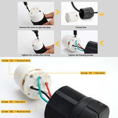 STARELO 30Amp,Locking Plug/ Connector for Generator Set,NEMA L14-30P & L14-30C,125/250V 3 Pole 4 Wire Grounding Electrical Replacement Industrial Grade UL/ETL Listed.(L14-30P&L14-30C Set)