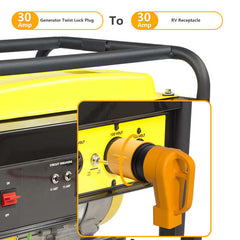 STARELO 30 Amp 4Prong RV Generator Adapter,NEMA L14-30P Twist Lock Male Generator Plug to TT-30R Female RV Outlet.(Yellow)