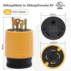 STARELO 30 Amp 4Prong RV Generator Adapter,NEMA L14-30P Twist Lock Male Generator Plug to TT-30R Female RV Outlet.(Yellow)