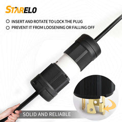STARELO 30Amp,Locking Plug/ Connector for Generator Set,NEMA L14-30P & L14-30C,125/250V 3 Pole 4 Wire Grounding Electrical Replacement Industrial Grade UL/ETL Listed.(L14-30P&L14-30C Set)