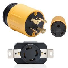 STARELO 30 Amp 4Prong RV Generator Adapter,NEMA L14-30P Twist Lock Male Generator Plug to TT-30R Female RV Outlet.(Yellow)