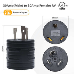 STARELO 30 Amp 3Prong RV Generator Adapter,NEMA L5-30P Twist Lock Male Generator Plug to TT-30R Female RV Outlet.(Black)