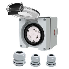 NEMA L6-30C 30 Amp Locking Female Plug Box Generator Twist Lock Adapter Female Connector,250 Volt Outdoor dustproof and Weatherproof for generators, Welding Machines, etc.ETL Listed.