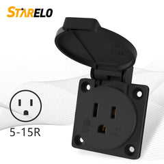 NEMA 5-15R 15Amp power outlet receptacle with cover front view