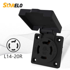 NEMA L14-20R 20Amp outlet with cover front view