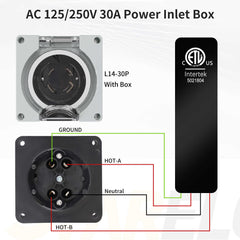 NEMA L14-30P 30Amp Locking Female Plug Box wiring diagram