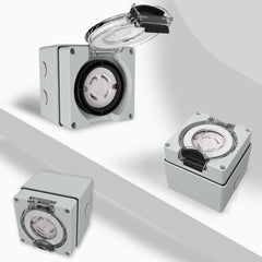 NEMA L14-30c 30Amp Locking Female Plug Box with three different angles