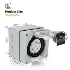 NEMA L5-30C 30Amp Locking Female Plug Box precise product size