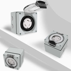 NEMA L5-30C 30Amp Locking Female Plug Box with three different angles