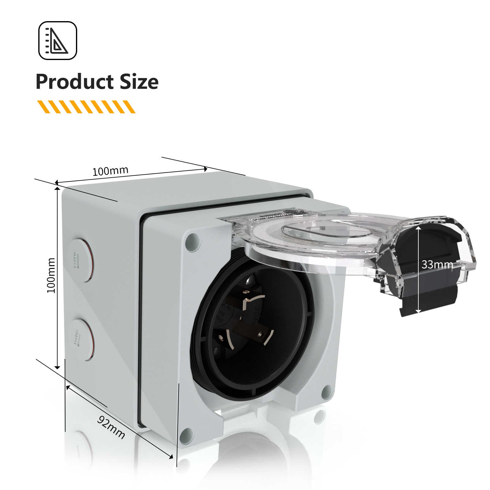 NEMA L6-30P 30Amp Generator Power Inlet Box precise product size