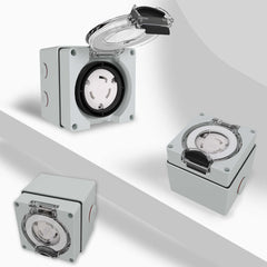 NEMA L6-30c 30Amp Locking Female Plug Box with three different angles