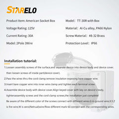 NEMA TT-30R 30Amp RV Power Outlet Box specification and installation tutorials