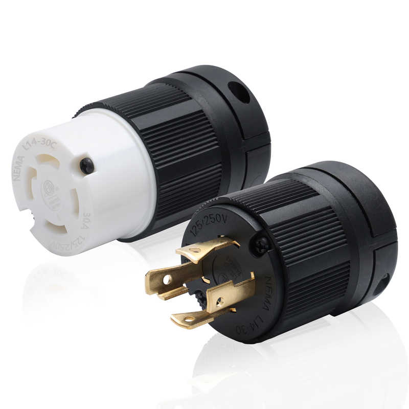 STARELO 30Amp,Locking Plug/ Connector for Generator Set,NEMA L14-30P & L14-30C,125/250V 3 Pole 4 Wire Grounding Electrical Replacement Industrial Grade UL/ETL Listed.(L14-30P&L14-30C Set)