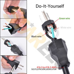 STARELO Extension Cord Ends 125V 15A 2Pole 3Wire Male Plug and Female Connector Straight Blade Plug Replacement Electrical Extension Cord End(Male & Female 2/5 Set)