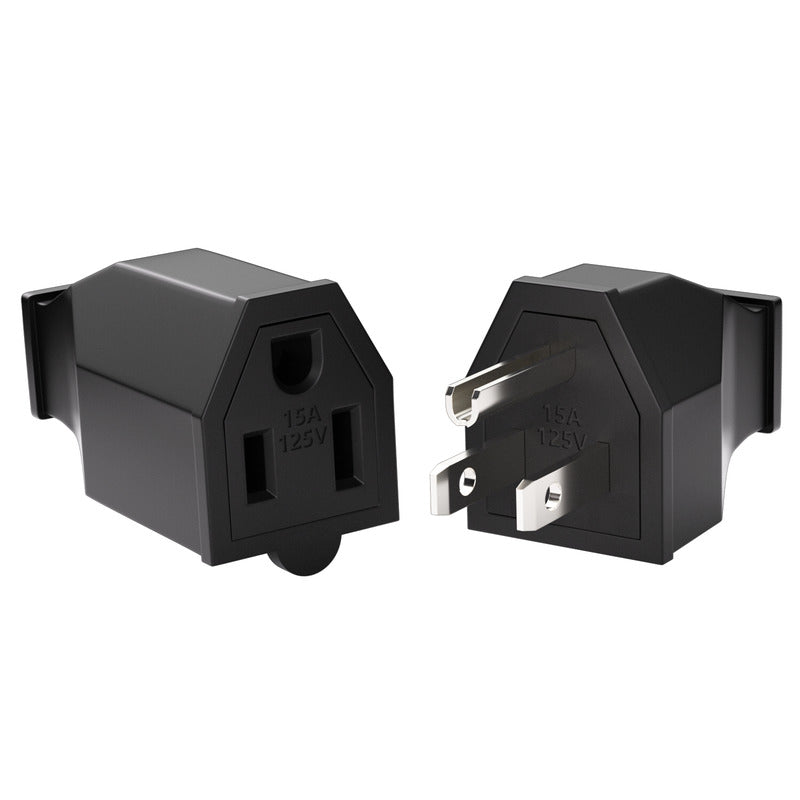 STARELO Extension Cord Ends 125V 15A 2Pole 3Wire Male Plug and Female Connector Straight Blade Plug Replacement Electrical Extension Cord End(Male & Female 2/5 Set)