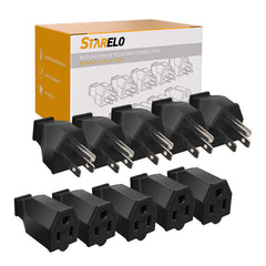 STARELO Extension Cord Ends 125V 15A 2Pole 3Wire Male Plug and Female Connector Straight Blade Plug Replacement Electrical Extension Cord End(Male & Female 2/5 Set)