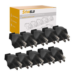 STARELO 10PCS Electrical Replacement Plug NEMA 5-15P Extension Cord Ends Black Shell 125V 15A 2Pole 3Wire.(Male)