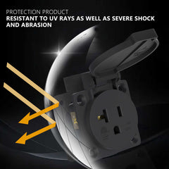 NEMA 5-20R 20Amp Receptacle for Generator Outlet with Cover 125 Volt 2 Pole 3 Wire,Weatherproof, Dustproof and Radiation Resistant Power Outlet for Outdoor Use, ETL Listed.