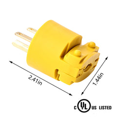 3PCS Electrical Replacement Plug Extension Cord End Yellow Shell 250V 15A 2Pole 3Wire 2