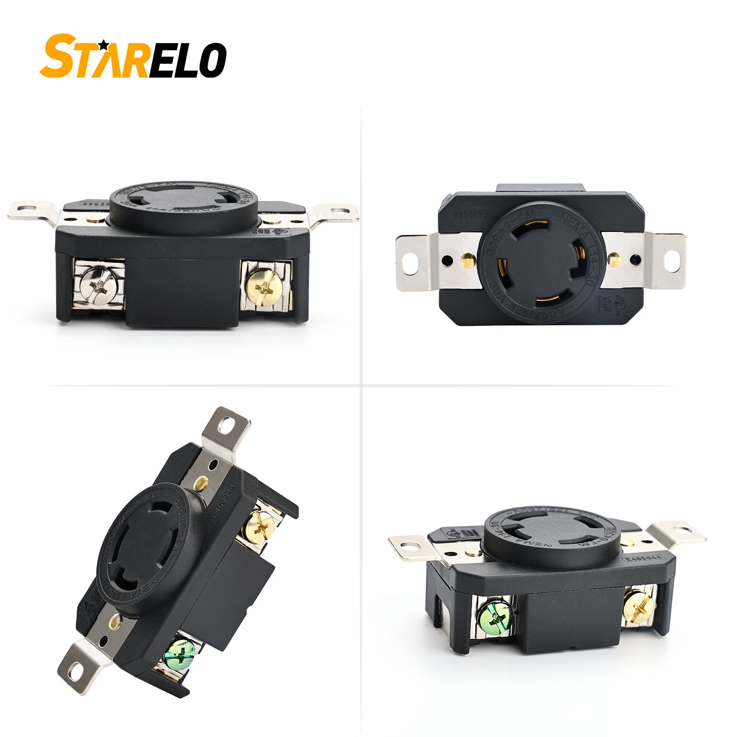 STARELO Locking Receptacle for Generator NEMA L14-30R Twist Lock Wall Outlet 30A 125/250V 3 Pole 4 Wire Grounding Electrical Receptacle Industrial Grade UL Listed (NEMA L14-30R)