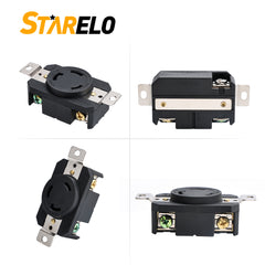 STARELO Locking Receptacle for Generator NEMA L6-30R Twist Lock Wall Outlet 30A 250V 2 Pole 3 Wire Grounding Electrical Receptacle Industrial Grade UL Listed (NEMA L6-30R)