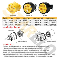 Electrical Replacement Plug Extension Cord End Parametric diagram