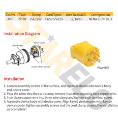 The straight blade angles designed suits for replacing most household appliances plug 5 15P